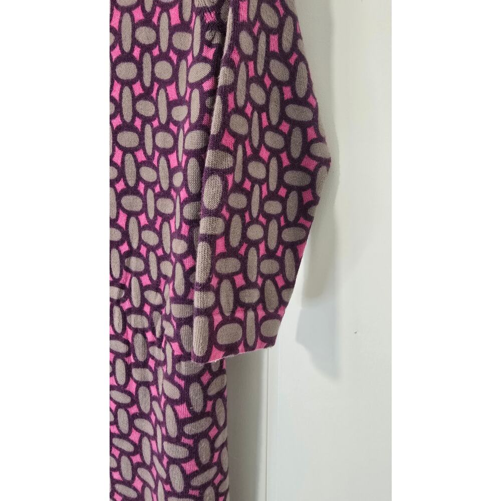 Boden Pink Wool Shift Dress Purple Geometric Pattern Warm US Size 6 - Picture 4 of 11